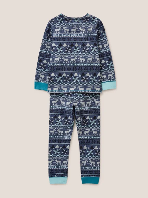 Pyjama mit Fairisle- und Elchmuster - Blau - 3-4 Bild 3