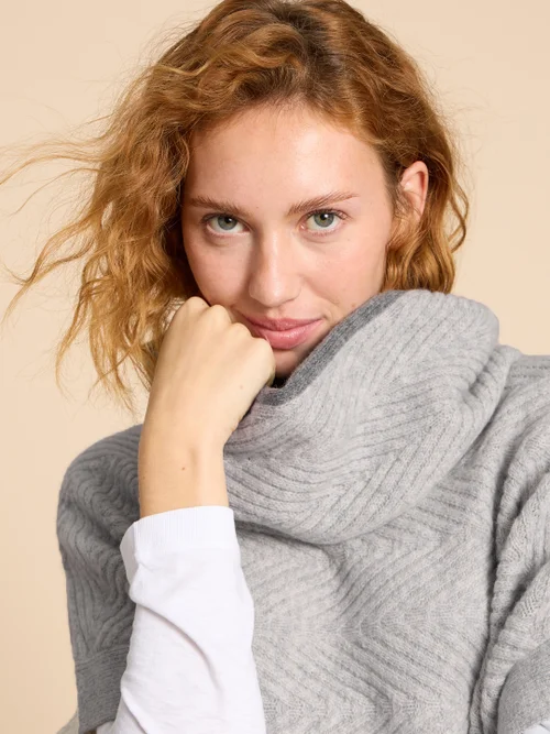 Florence Strickponcho - Grau - Einheitsgröße Bild 2