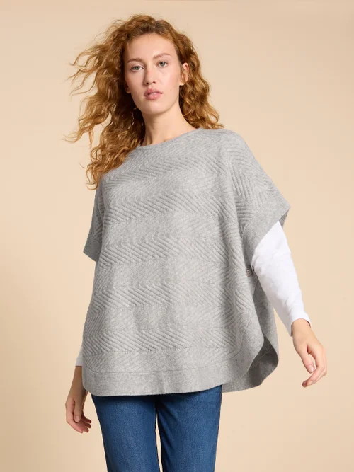 Florence Strickponcho - Grau - Einheitsgröße Bild 1