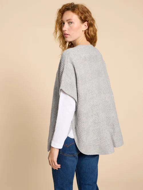Florence Strickponcho - Grau - Einheitsgröße Bild 3