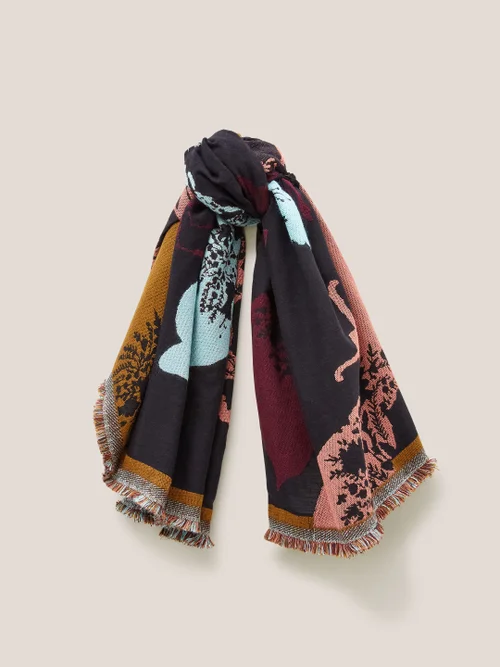 Jacquardhalstuch mit Tiermotiven - Schwarz -Einheitsgröße Bild 1