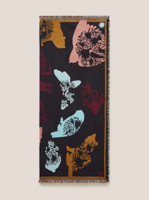 Jacquardhalstuch mit Tiermotiven - Schwarz -Einheitsgröße Bild 2