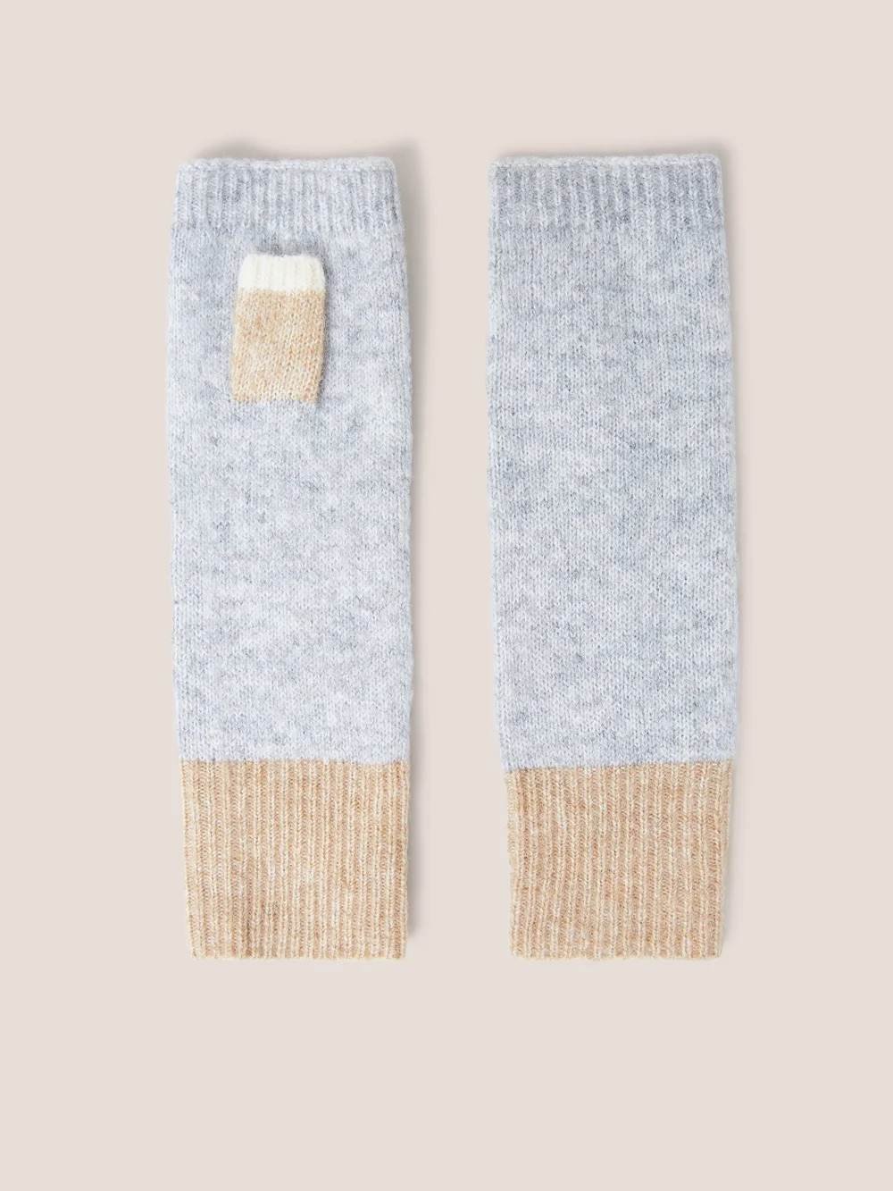 Fingerlose Strickhandschuhe - Grau - Einheitsgröße Bild 1