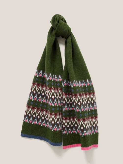 Lammwollschal mit Fairisle-Muster - Grün - Einheitsgröße Bild 1