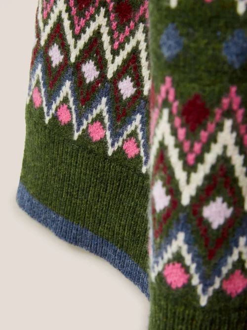 Lammwollschal mit Fairisle-Muster - Grün - Einheitsgröße Bild 3