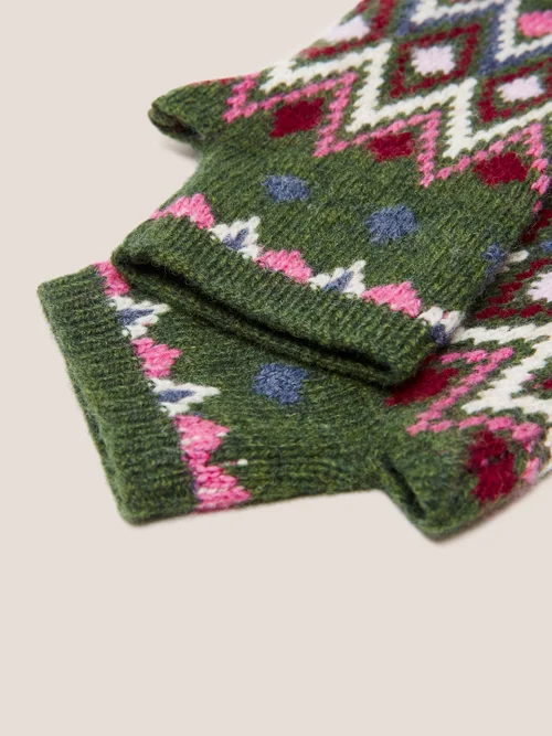 Fingerlose Handschuhe aus Lammwolle - Grün - M/L Bild 2