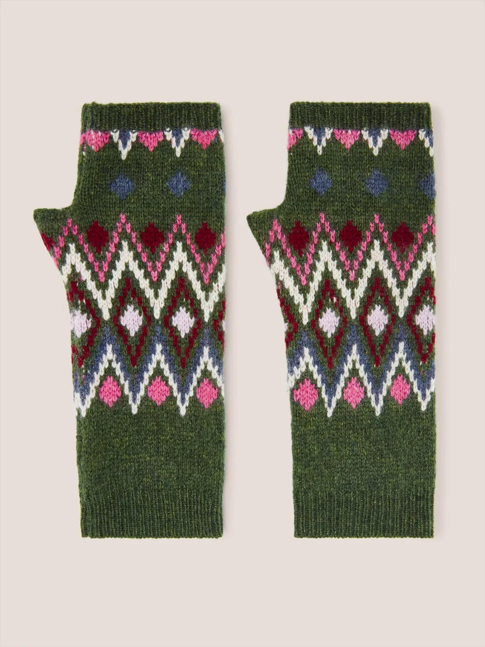 Fingerlose Handschuhe aus Lammwolle - Grün - M/L Bild 1