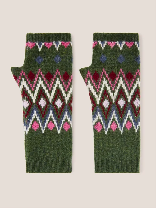 Fingerlose Handschuhe aus Lammwolle - Grün - M/L Bild 1