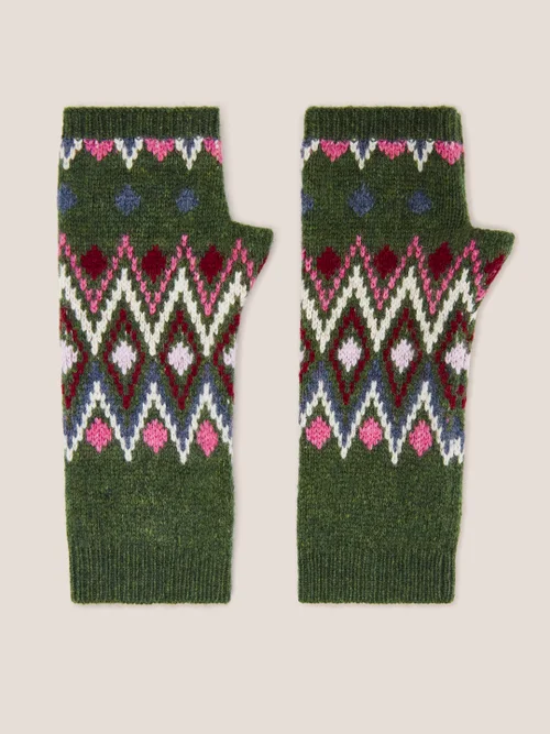 Fingerlose Handschuhe aus Lammwolle - Grün - M/L Bild 3