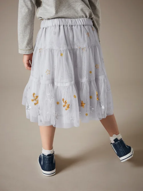 Naomi Bestickter Tüllrock - Weiß -3-4 Bild 3