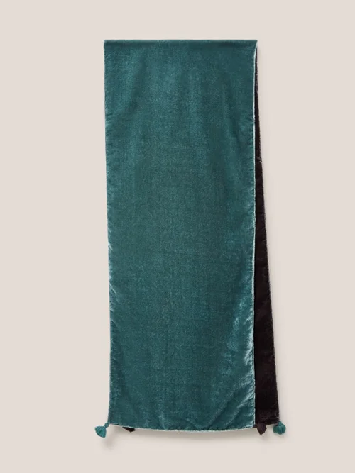 Einfarbiger Samtschal - Blaugrün - Einheitsgröße Bild 2