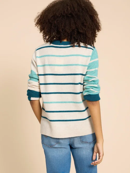 Jade Pullover mit Punkt- & Streifenmuster - Teal Mlt - 38 Bild 4