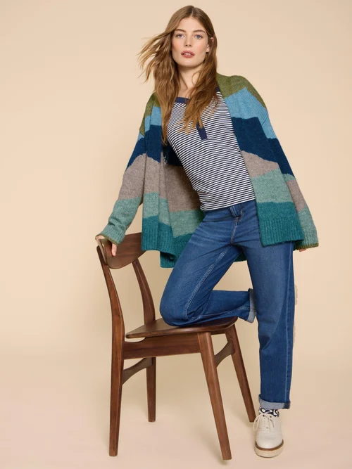 Patti Strickjacke in Patchwork-Optik - Green Mlt - L Bild 3