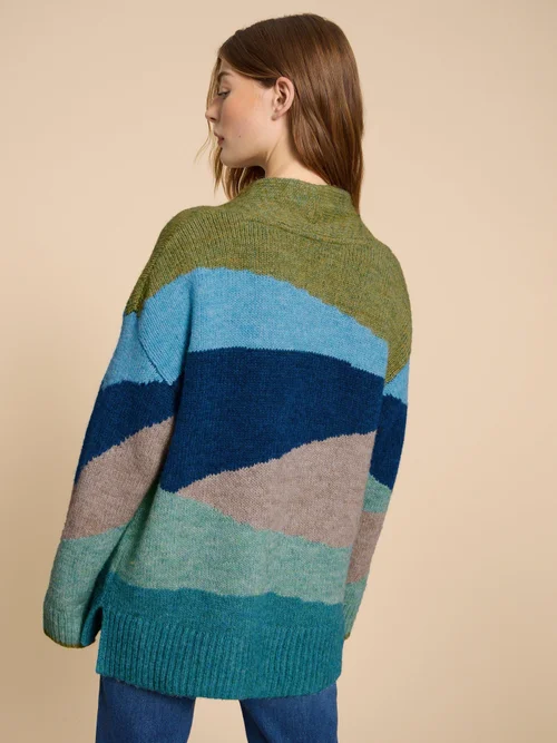 Patti Strickjacke in Patchwork-Optik - Green Mlt - L Bild 4