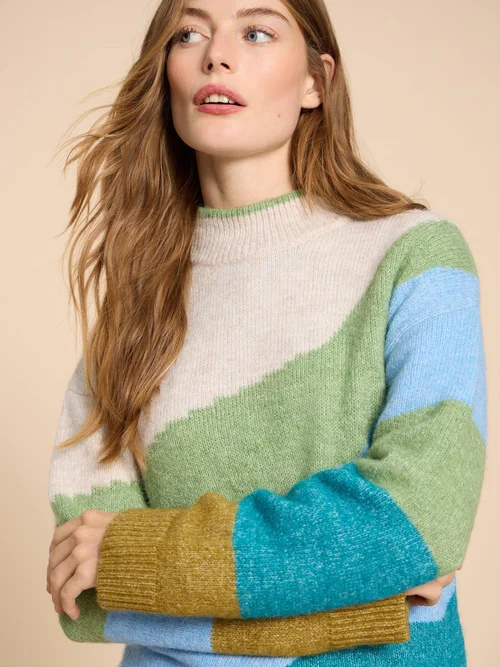 Daisy Pullover mit Colour-Block-Design - Green Mlt - 38 Bild 3