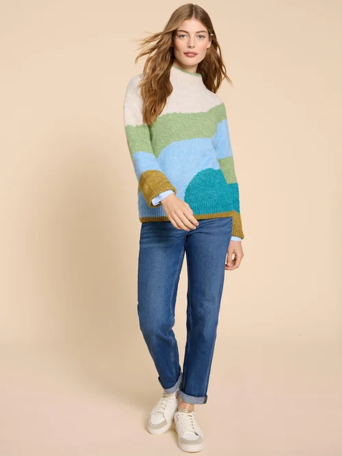 Daisy Pullover mit Colour-Block-Design - Green Mlt - 38 Bild 2