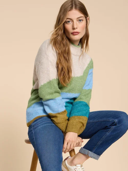 Daisy Pullover mit Colour-Block-Design - Green Mlt - 38 Bild 1