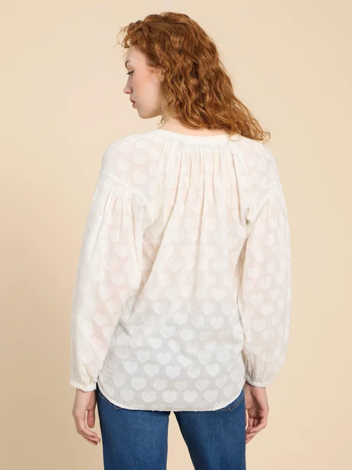 Josie Jacquard-Bluse mit Herz-Print - Pale Ivory - 38 Bild 4