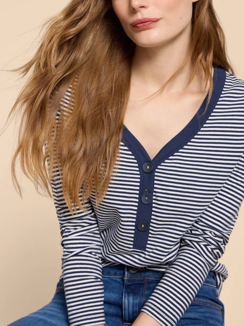 Flora Langarmshirt mit V-Ausschnitt - Ivory Mlt - 38 Bild 3