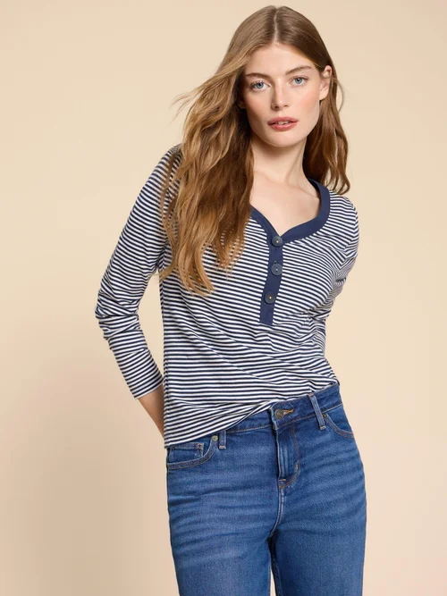 Flora Langarmshirt mit V-Ausschnitt - Ivory Mlt - 38 Bild 1