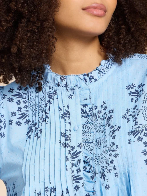 Fia Bluse mit Rüschenkragen - Blue Pr - 48 Bild 3