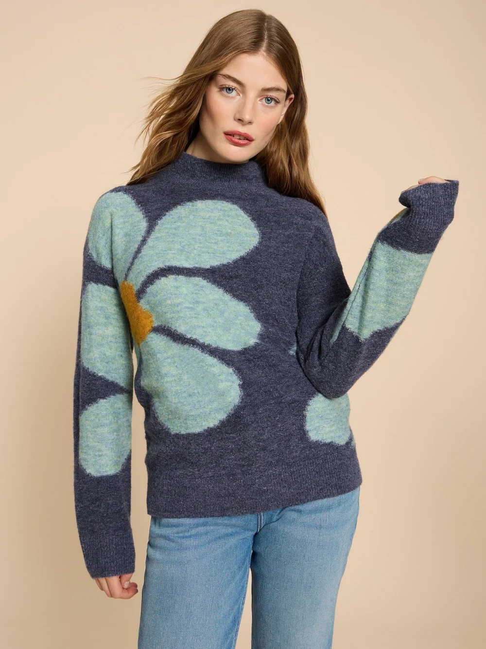 Celia Pullover mit hohem Kragen - Blue Mlt - 38 Bild 1