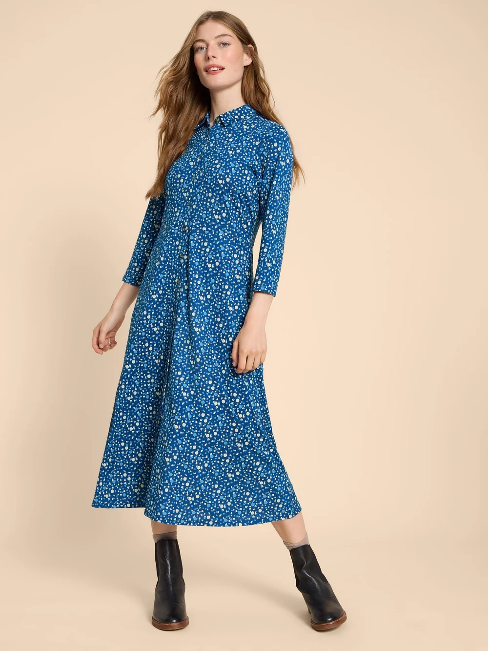 Rua Blusenkleid aus Jersey - Navy Pr - 38/R Bild 1