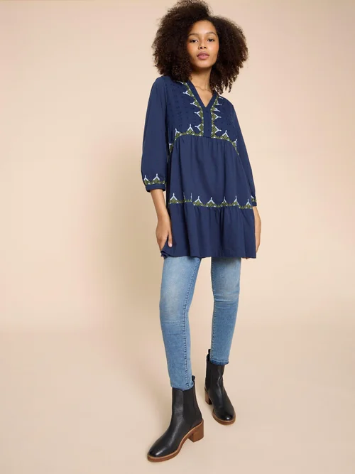 Marta Bestickte Tunika - Navy Multi - 38 Bild 2