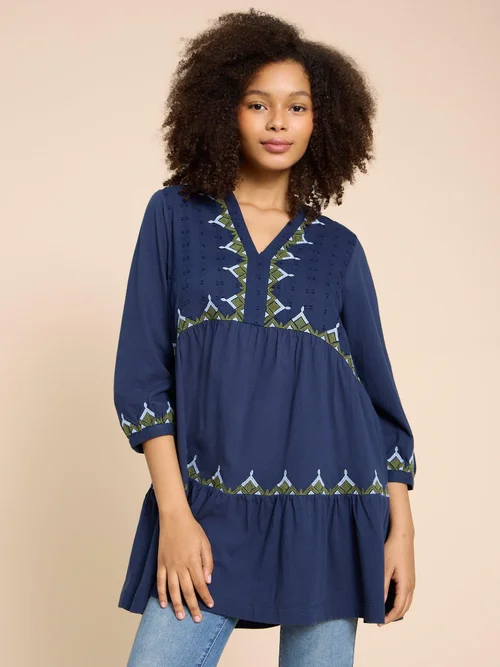 Marta Bestickte Tunika - Navy Multi - 38 Bild 3