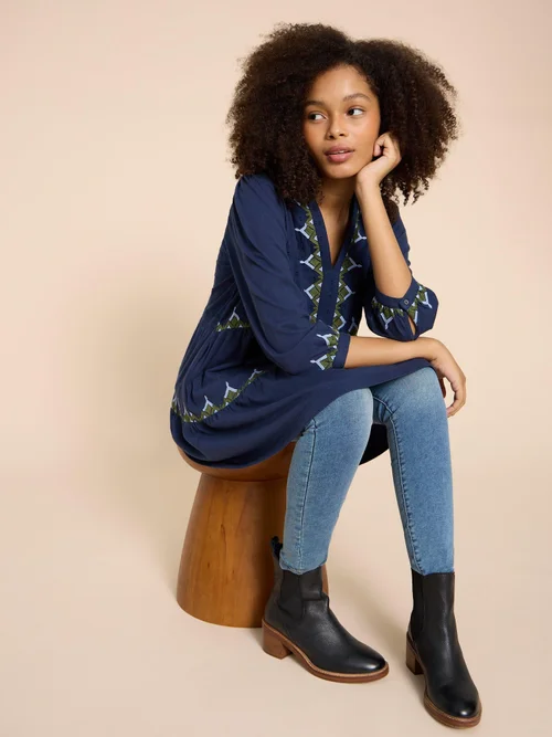 Marta Bestickte Tunika - Navy Multi - 38 Bild 1