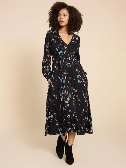 Megan Midikleid aus Jersey - Blk Pr - 52/R Bild 3