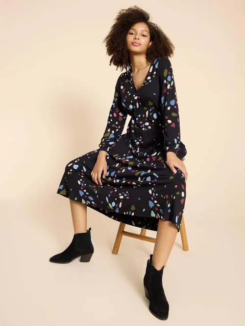 Megan Midikleid aus Jersey - Blk Pr - 52/R Bild 1