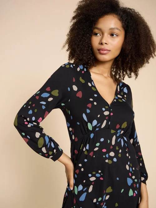 Megan Midikleid aus Jersey - Blk Pr - 52/R Bild 2