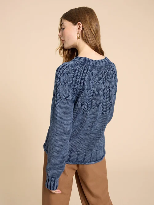 Mia Pullover mit Zopfstrickmuster - Indigo Ble - 38 Bild 4