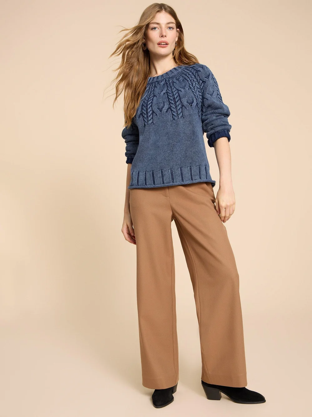 Mia Pullover mit Zopfstrickmuster - Indigo Ble - 38 Bild 1