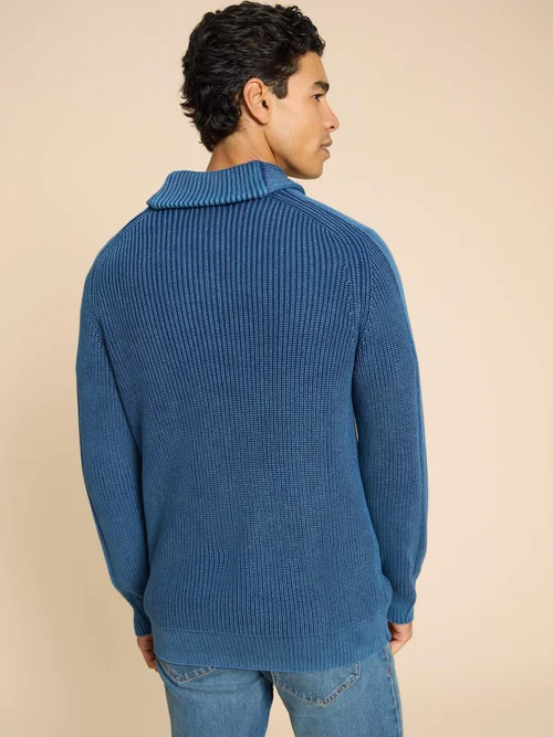 Rippenpullover mit Schalkragen - Dark Navy - L Bild 4