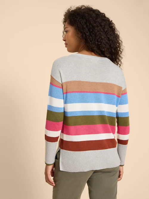 Olive Gestreifter Pullover - Grey Mlt - 38 Bild 4