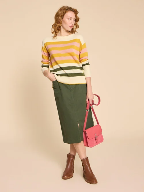 Olive Gestreifter Pullover - Nat Mlt - 38 Bild 2