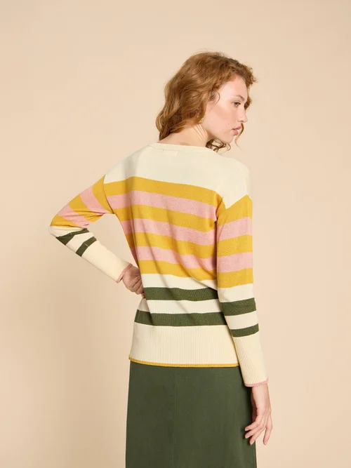 Olive Gestreifter Pullover - Nat Mlt - 38 Bild 4