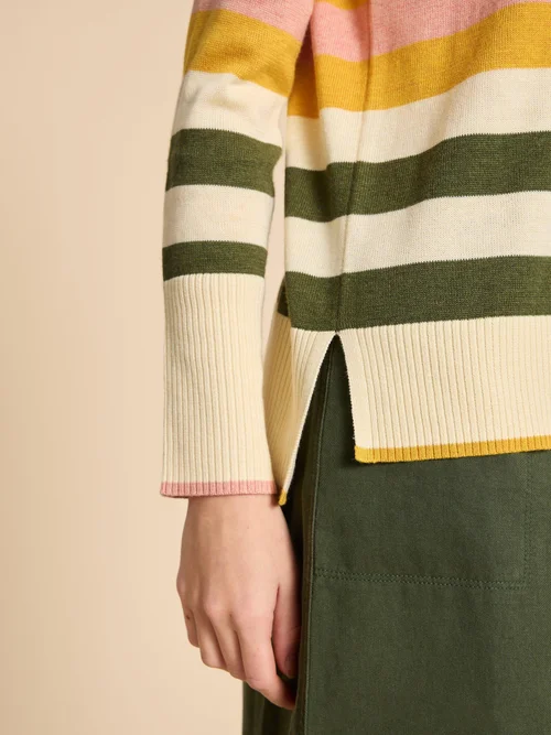 Olive Gestreifter Pullover - Nat Mlt - 38 Bild 3