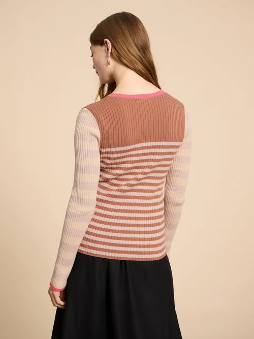 Schmal geschnittener Rippenpullover - Nat Mlt - 38 Bild 4