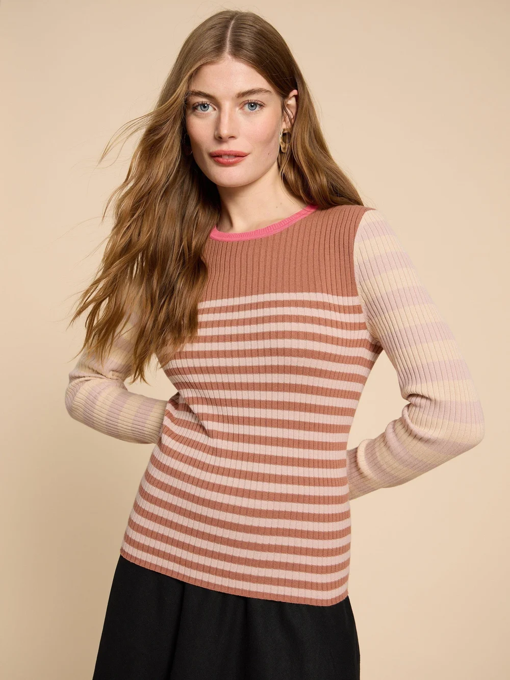 Schmal geschnittener Rippenpullover - Nat Mlt - 38 Bild 1