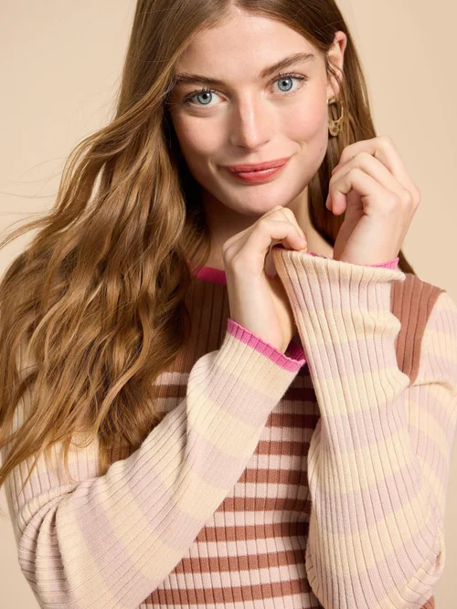 Schmal geschnittener Rippenpullover - Nat Mlt - 38 Bild 3