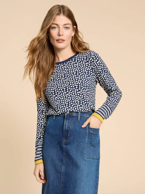 Clara Langarmshirt - Navy Pr - 38 Bild 2