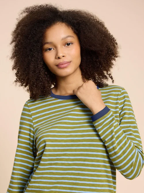 Clara Langarmshirt aus Materialmix - Green Mlt - 38 Bild 3