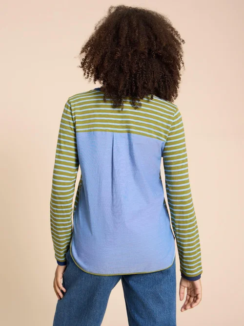Clara Langarmshirt aus Materialmix - Green Mlt - 38 Bild 4