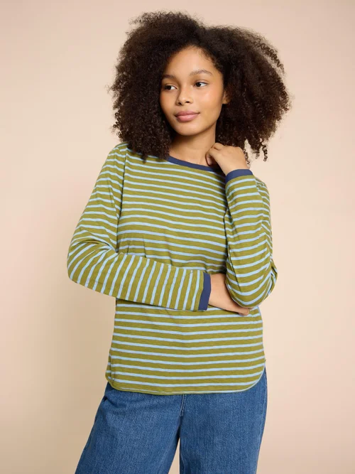 Clara Langarmshirt aus Materialmix - Green Mlt - 38 Bild 2