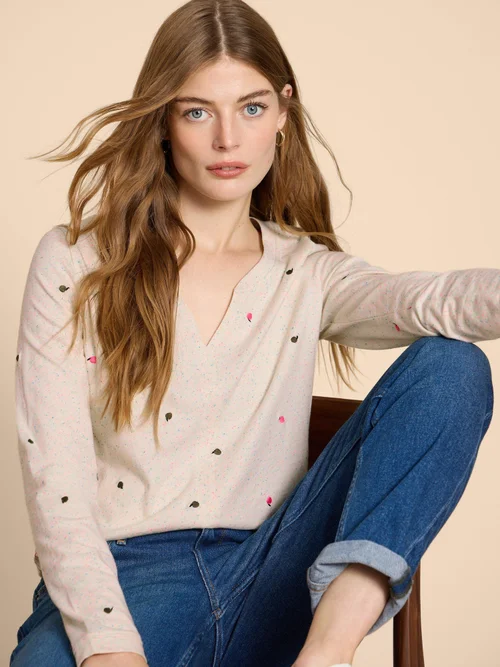 Nelly Besticktes Langarmshirt - Nat Mlt - 38 Bild 3