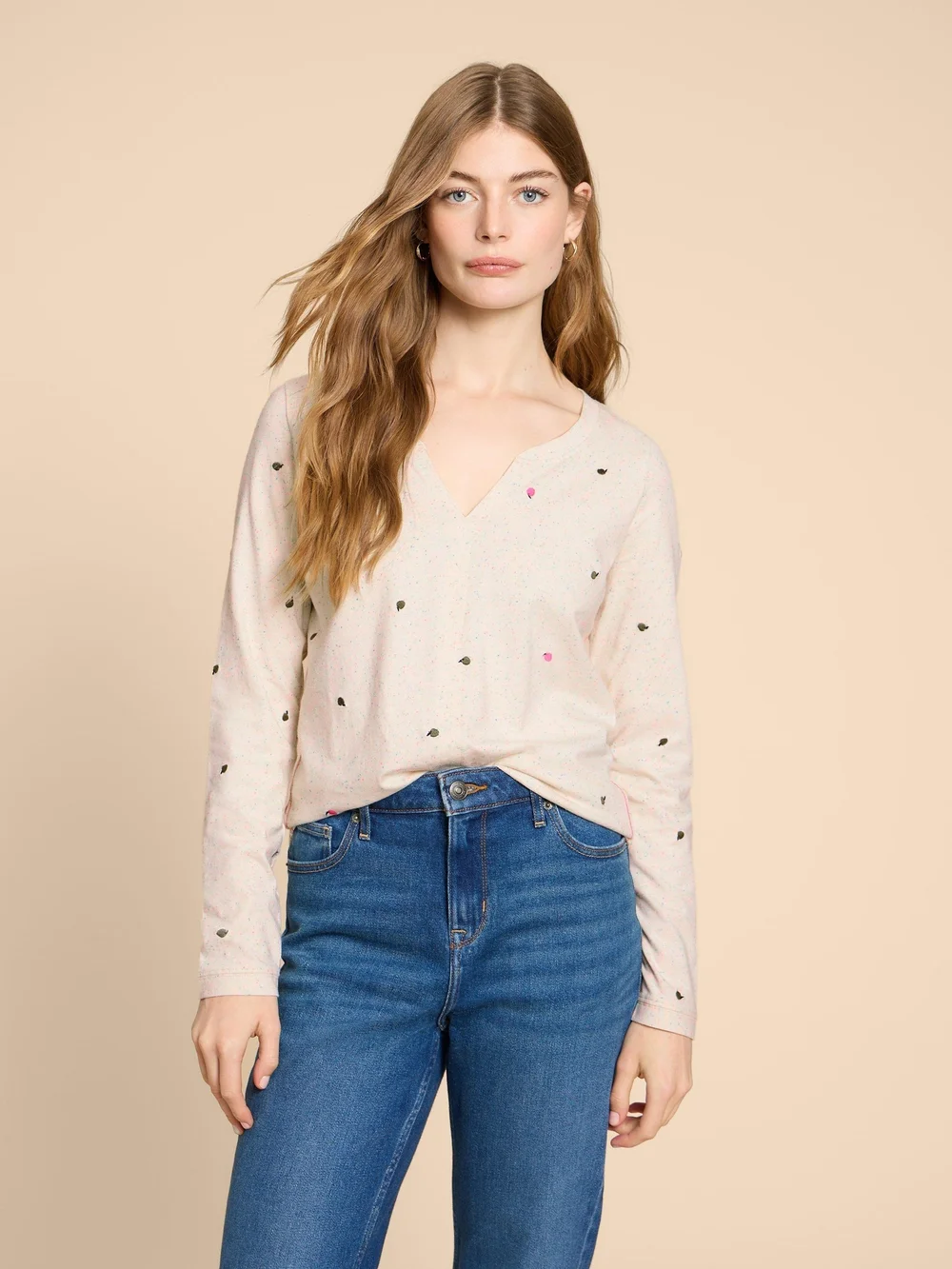 Nelly Besticktes Langarmshirt - Nat Mlt - 38 Bild 1