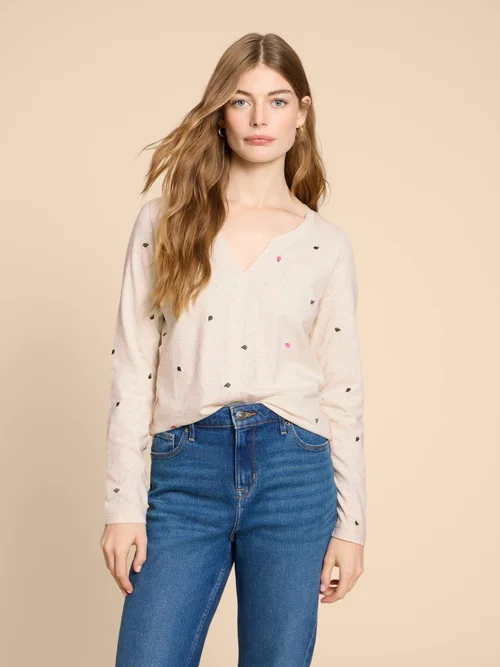 Nelly Besticktes Langarmshirt - Nat Mlt - 38 Bild 1
